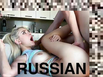 Eva Elfie - Russian Blonde In Socks Gently Sucks Boyfriends Dick