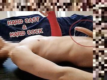 Hard Cast & Hard Cock : A student jerk his huge uncut dick when he comes back from the hospital