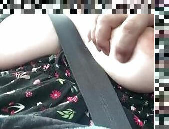 Daddy plays w/ my tits while he drives