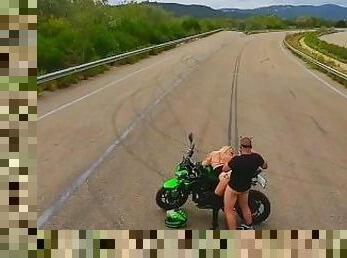 FPV Drone Pilot Record and Fuck a finnish Pornstar on a motorbike