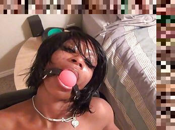 Petite ebony milf tied fucked  gagged