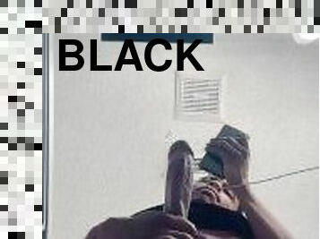 masturbation, amateur, ejaculation-sur-le-corps, ébène, black, ejaculation, solo, lait, bite