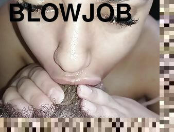 Hot And Sloppy Blowjob The Bitch Loves To Lick Her Big Lips With Of Spit