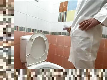 The real DOCTOR got excited during the EXAM and couldnt stand it in the hospitals public BATHROOM.