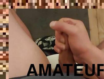 masturbation, amateur, ejaculation-sur-le-corps, énorme-bite, branlette, secousses, point-de-vue, solo, bite