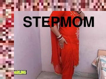 Punjabi Stepmom make video for instagram and her stepson help her