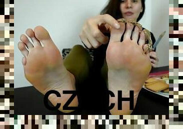 láb, nézőpont, cseh, cikizés, lábujjak