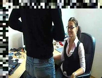 Wicked hot office girl in glasses gets fucked