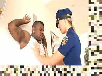Cute blonde policegirl stuffed hard with a black dong and its spunk