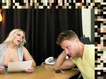 Blonde MILF is intrigued about a few rounds of sex during job interview