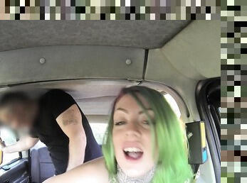 Green-haired nympho Madison Phoenix gets screwed in the car