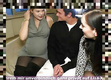 German pregnant young mother homemade threesome with teen couple
