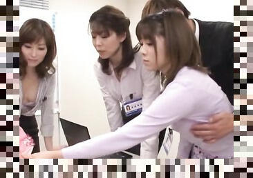 Japanese office MILFs share their lust for cock in a fabulous group play