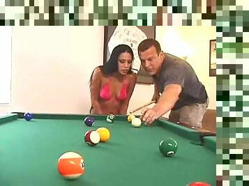 Pool game turns into sex with Latina